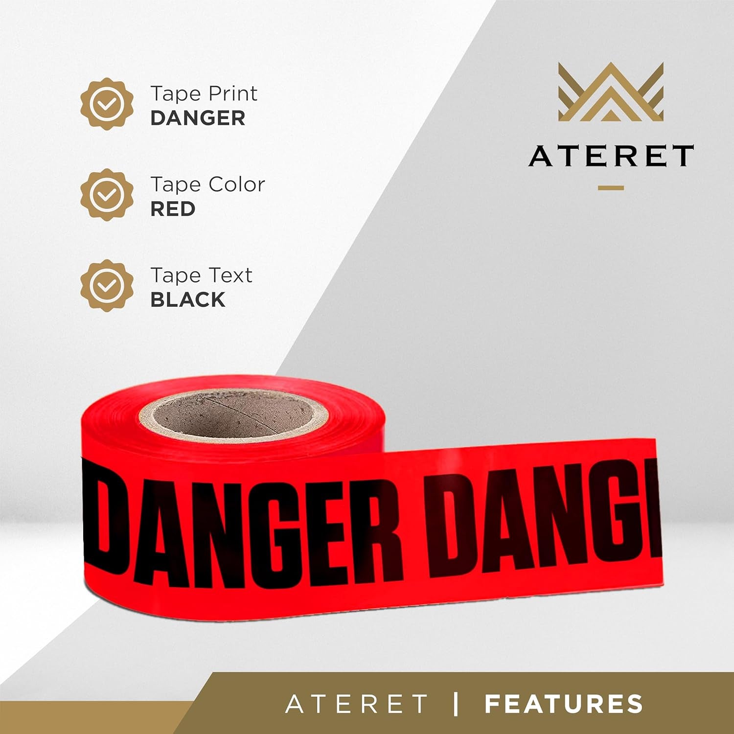Premium Red Danger Tape 1-Pack 3 Inch X 1000 Feet, Hazard Safety Tape, Construction Tape for Danger/Hazardous Area, Ideal Use for Halloween Decorations, Holiday, Party, Yard, Garden, Work-Site