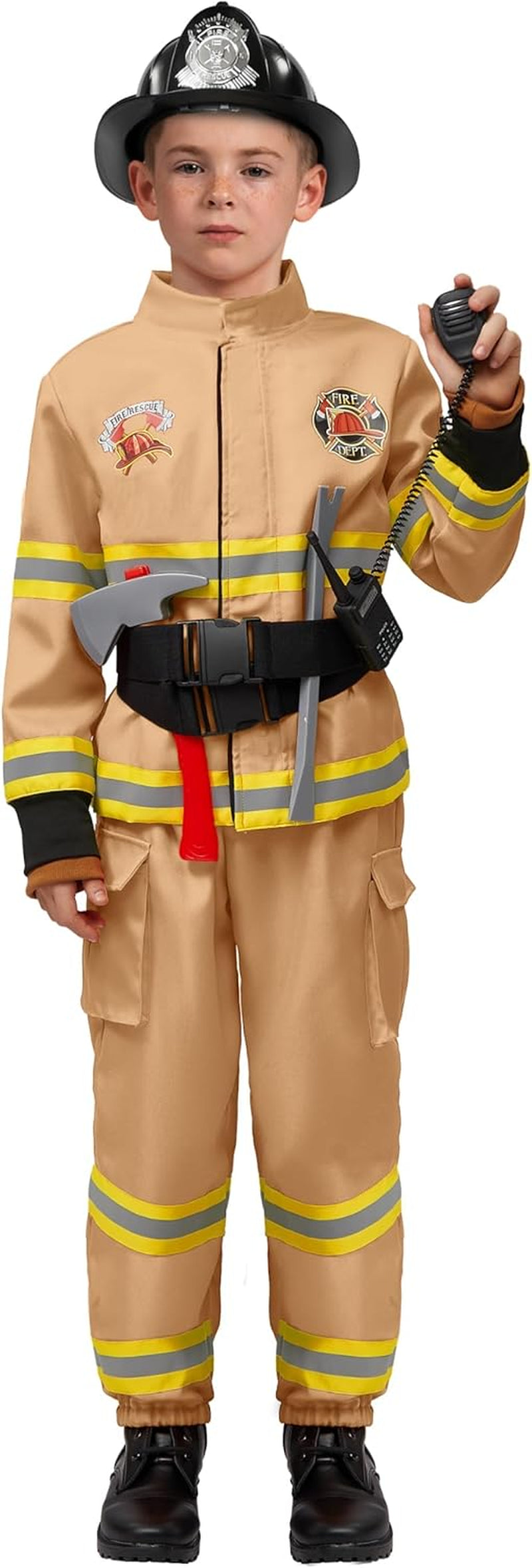 Halloween Firefighter Costume for Kids, Boys Fireman Costume Set, Firefighter Accessories for Cosplay