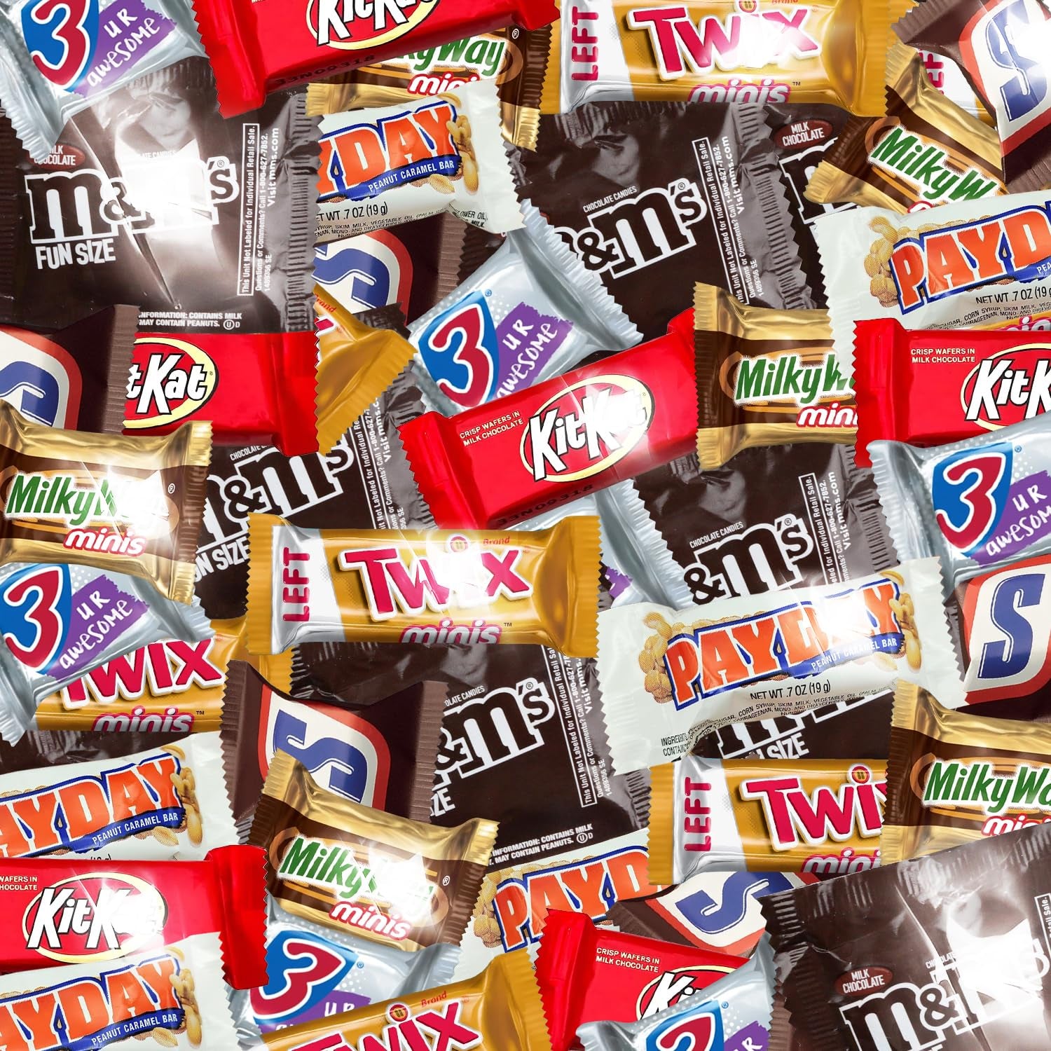 Chocolate Assorted Bulk Candy Variety Pack 2Lb - Mini Chocolate Bars, Milk & Dark Chocolate Mix - Individually Wrapped Bulk Candy for Office Snacks, Party Favors and Bags - Trick or Treat Ready Mix for Halloween