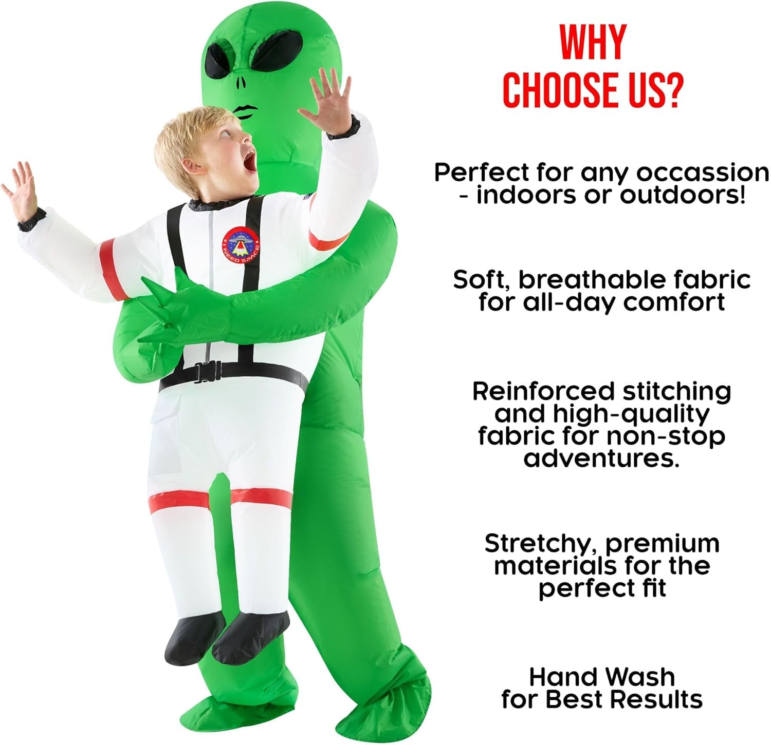 Kids Astronaut Inflatable Alien Costume, Blow up Alien Outfit, Boys Halloween Costume, Halloween Costumes for Kids