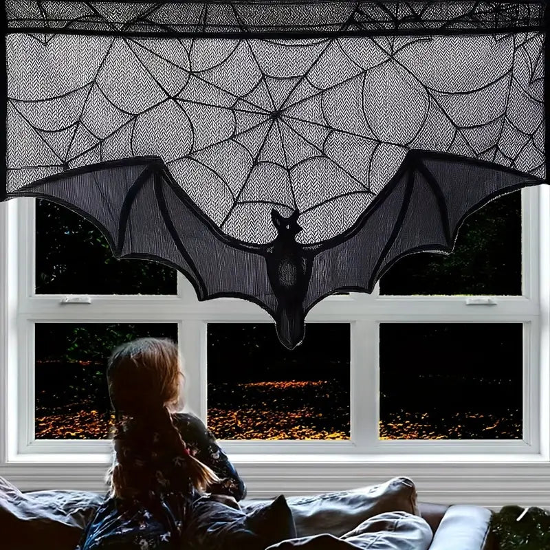 SpookyWeb™ Halloween Lace Curtain & Table Cover