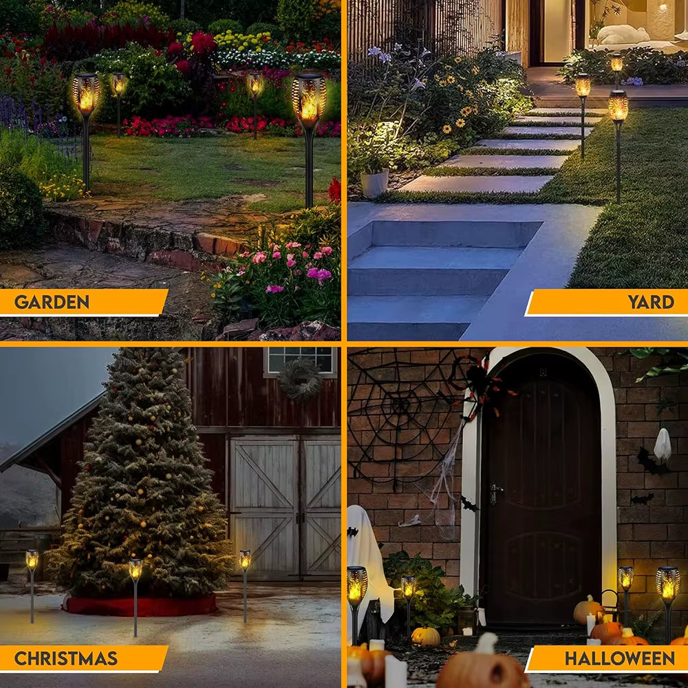 Solar Lights Flickering Flames Torch Lights Outdoor Waterproof Landscape Decoration Flame Lights for Yard Garden Pathway