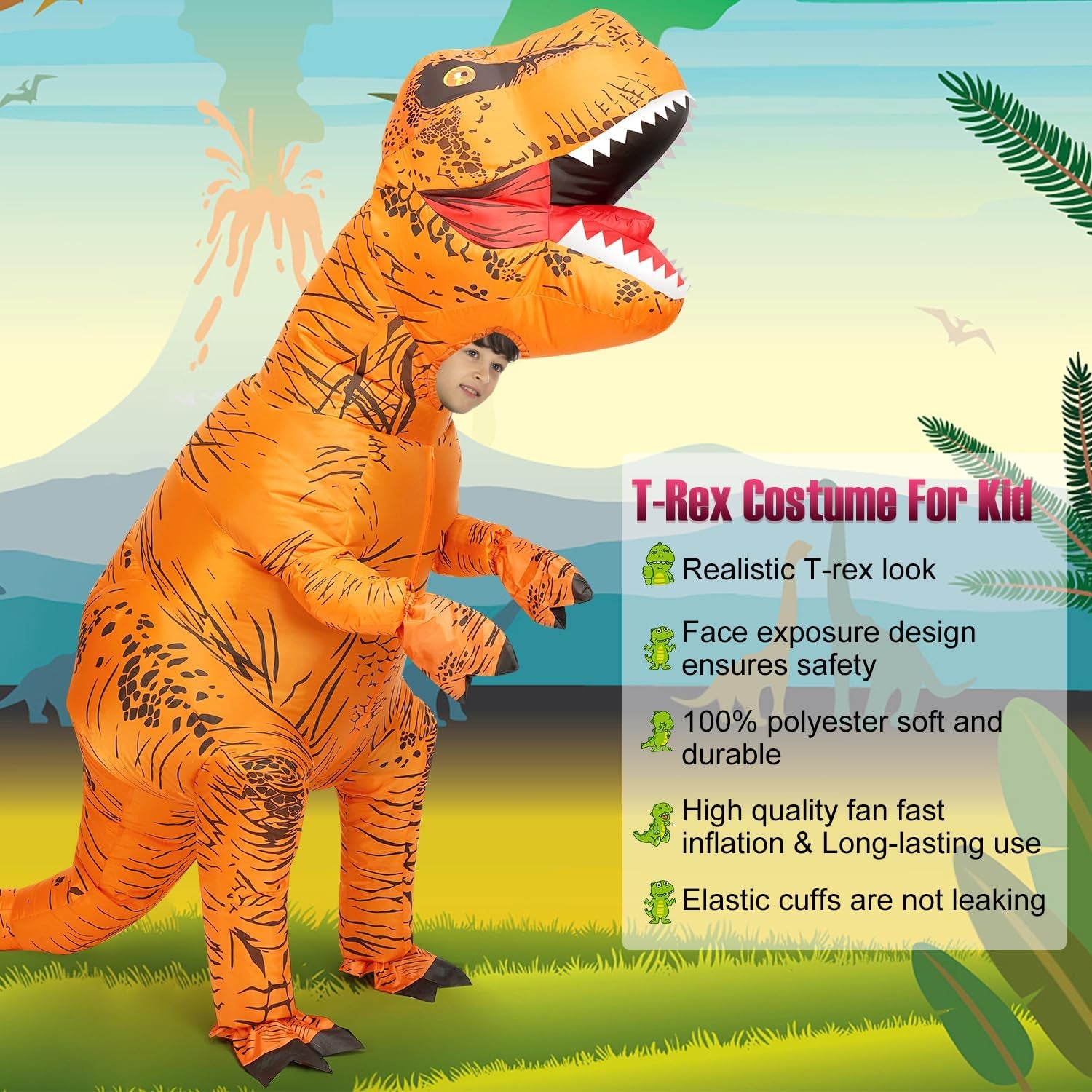 Inflatable Dinosaur Costume Adult&Kid, Blow up Trex Costume Inflatable Costume for Halloween Themed Party Cosplay
