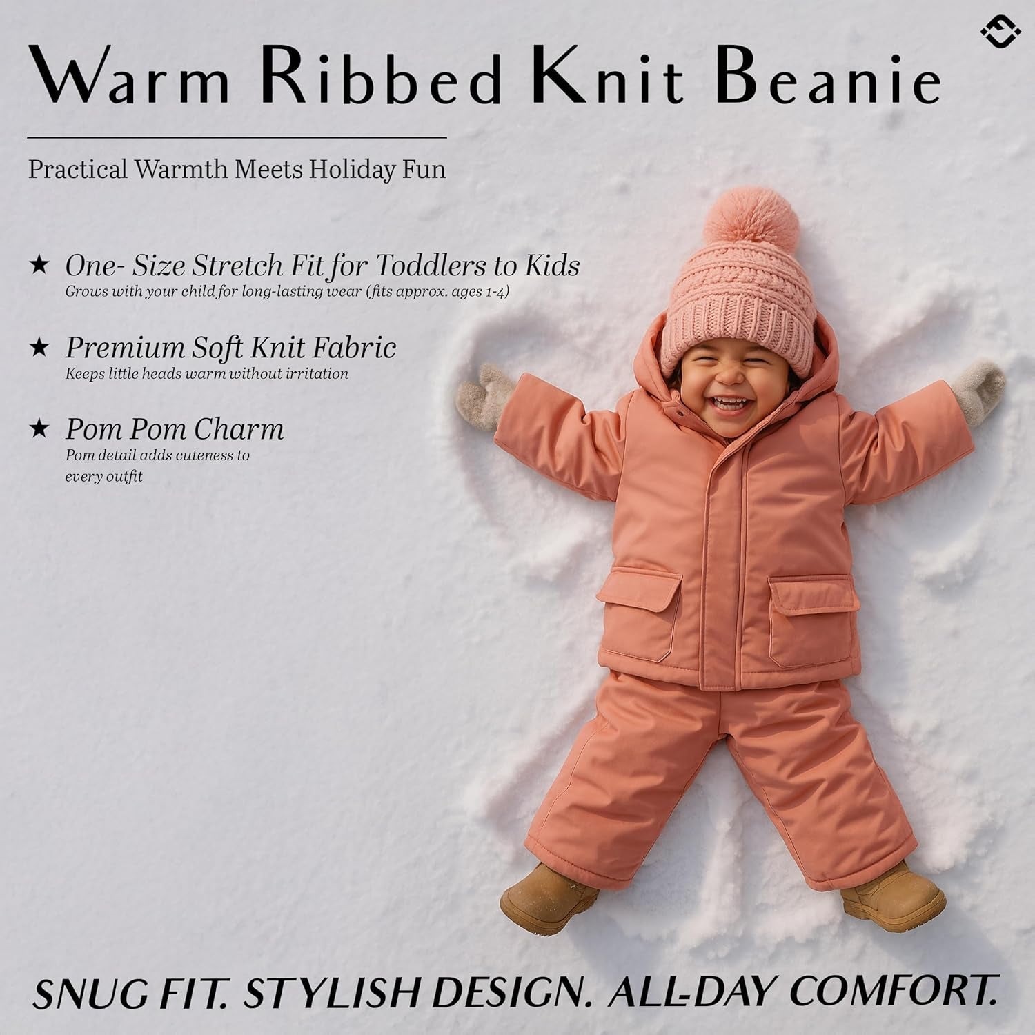 Cozy Toddler Cable Knit Pom Beanie - Warm Winter Hat for Kids