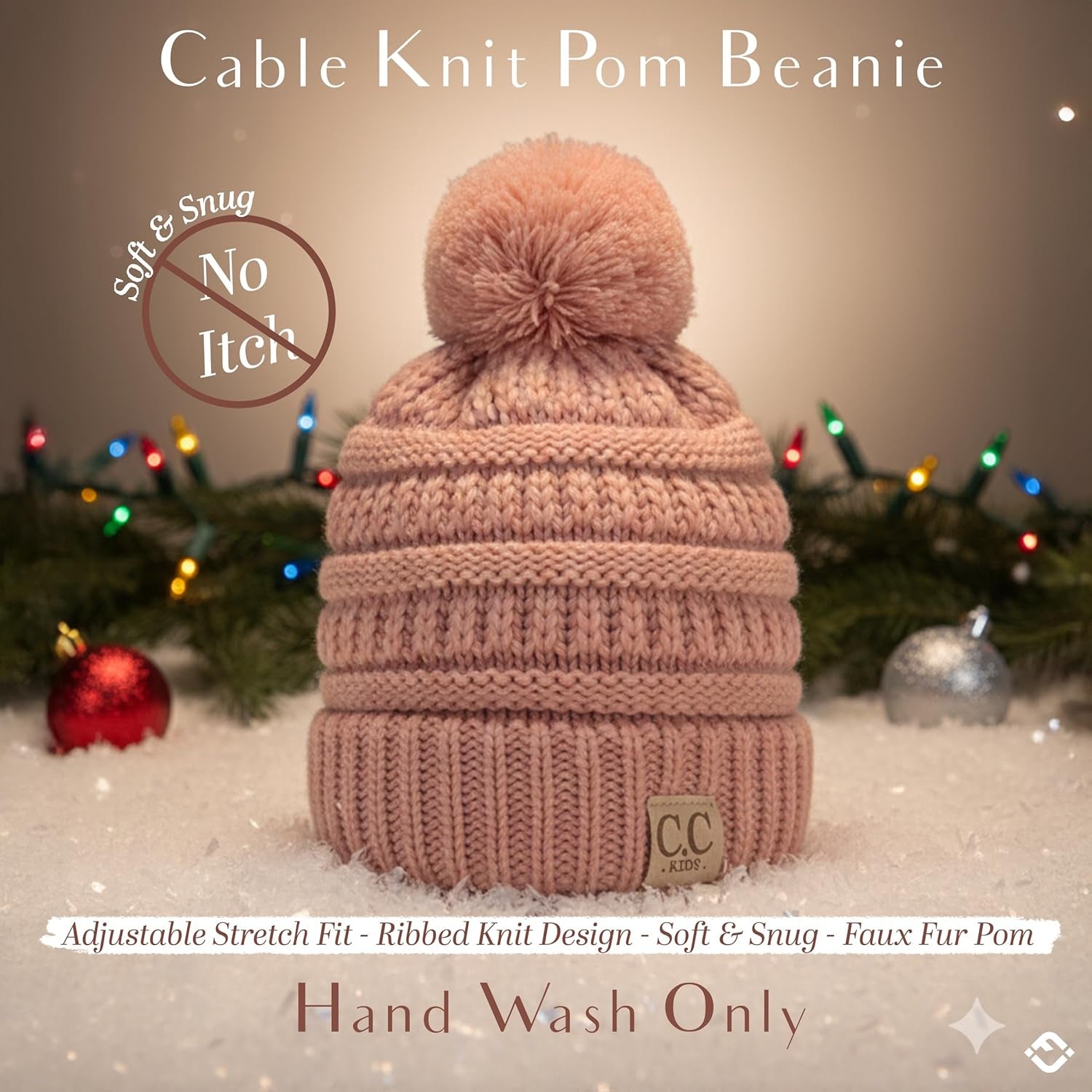 Cozy Toddler Cable Knit Pom Beanie - Warm Winter Hat for Kids