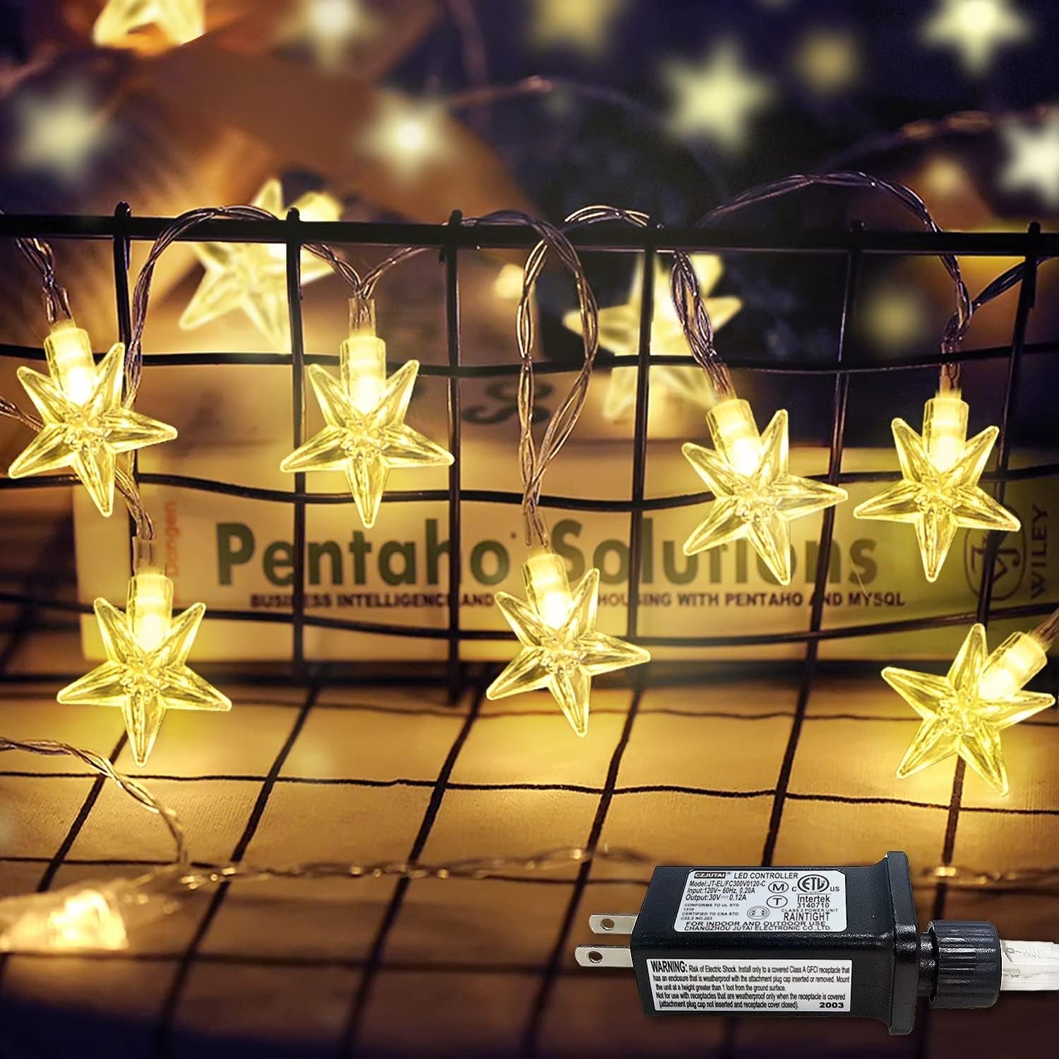 Warm White Christmas Lights, 33Ft 100 LED Star String Lights