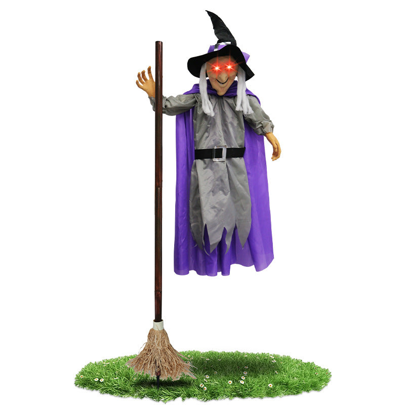 Halloween Flying Witch Decoration Halloween Ghost Outdoor Scary Animatronics Halloween Props with Scary Sound