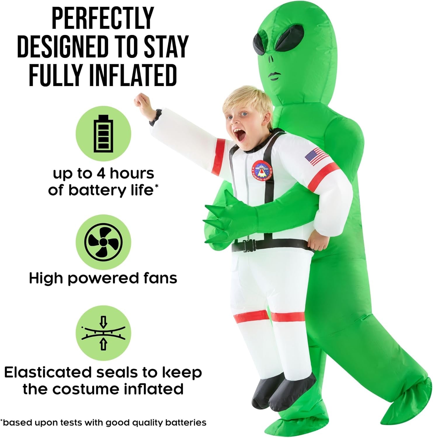 Kids Astronaut Inflatable Alien Costume, Blow up Alien Outfit, Boys Halloween Costume, Halloween Costumes for Kids