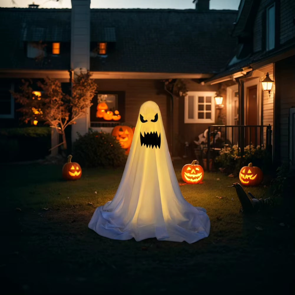 33.5Inch Halloween Ghost Light Halloween Light up Spooky Ghost Scary White Ghost Standing Decoration Halloween Party Decoration