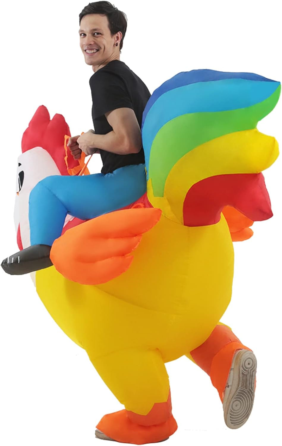 Inflatable Adult Halloween Costumes Blow up Chicken Ride on Rooster Costume for Halloween Funny Riding Costume Men Women Cosplay Party