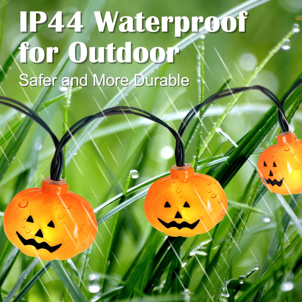 Solar Halloween Lights 60 Leds, Outdoor Pumpkin Lights with 8 Modes, 25.9 FT Decorations for Porch, Window, Garden, Yard, Party