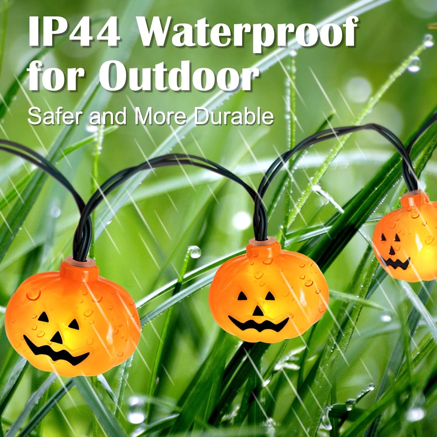 Solar Halloween Lights 60 Leds, Outdoor Pumpkin Lights with 8 Modes, 25.9 FT Decorations for Porch, Window, Garden, Yard, Party