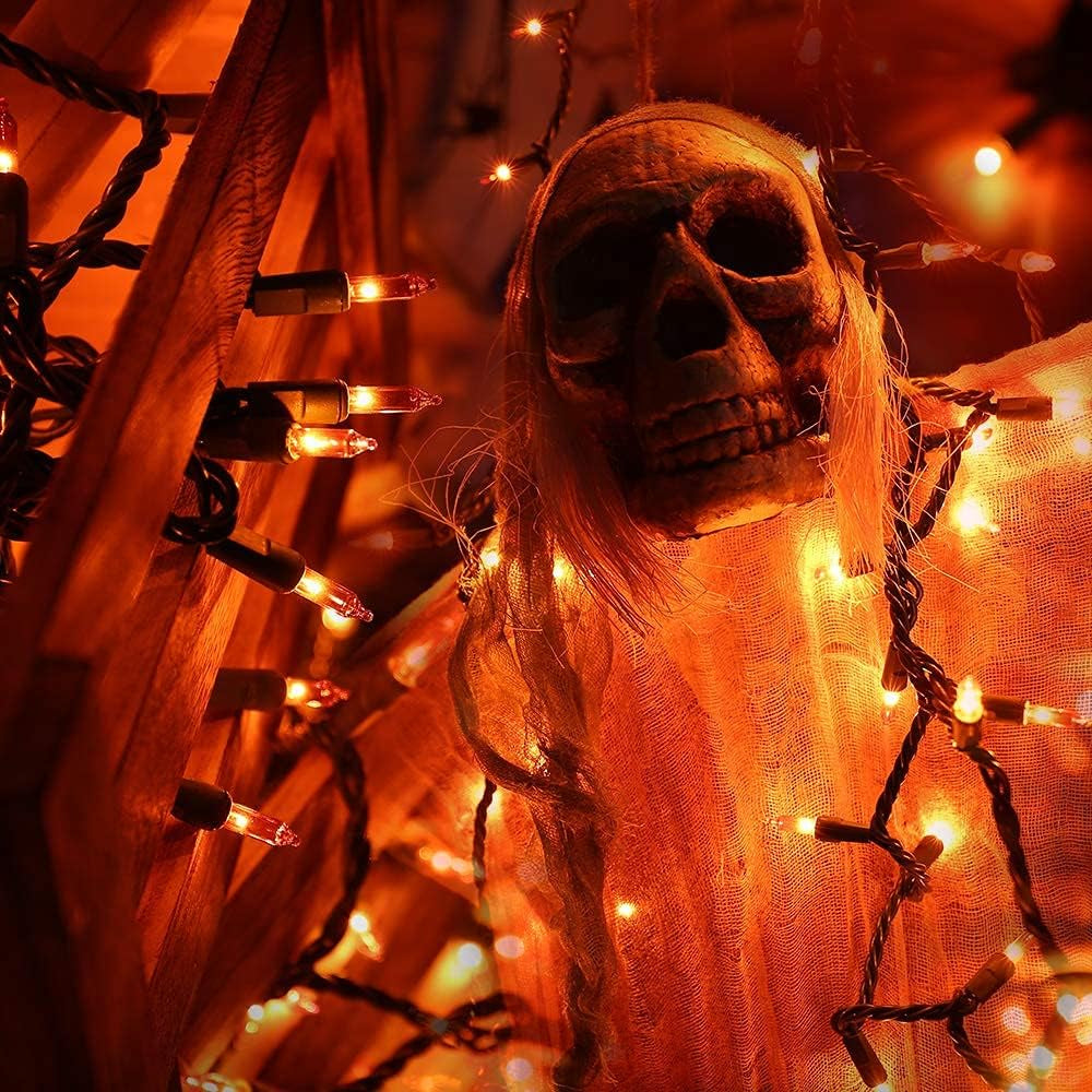 Orange Halloween Lights, 69.6FT 300 Count Halloween String Lights Linkable, UL Certified Orange Light String, Mini Incandescent Light Set for Indoor Outdoor Christmas Fall Thanksgiving Tree