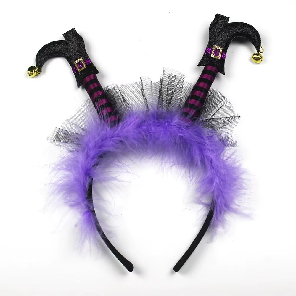 Witch Foot Halloween Headbands for Women Funny Horror Hairband Prank Hair Hoop Scary Headwear Cosplay Props Party Accessories