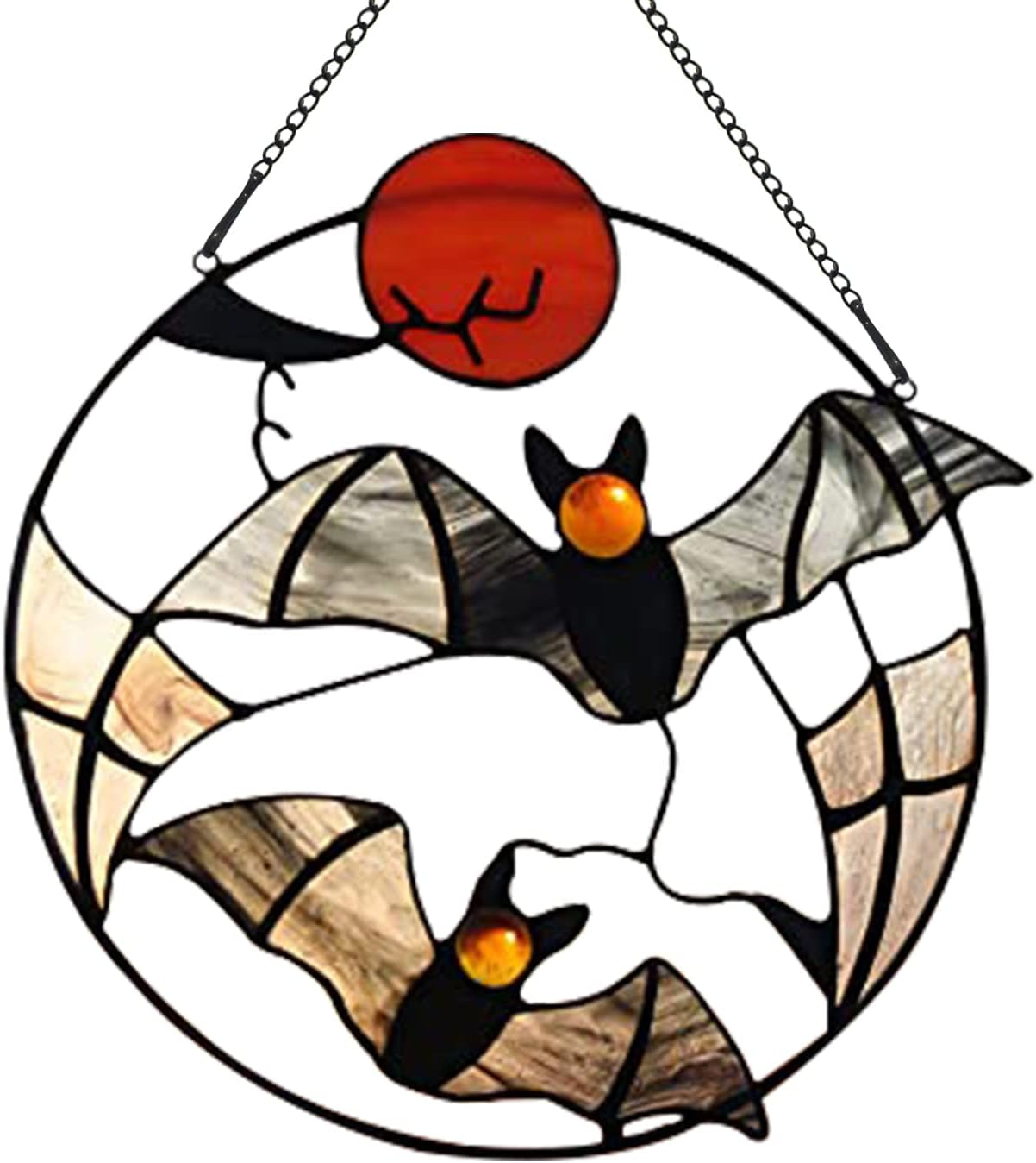 Halloween Bats Decor Stained Glass Window Hangings,Bat Stained Glass Suncatcher for Window,Halloween Party Decoration for Home Livingroom Bedroom