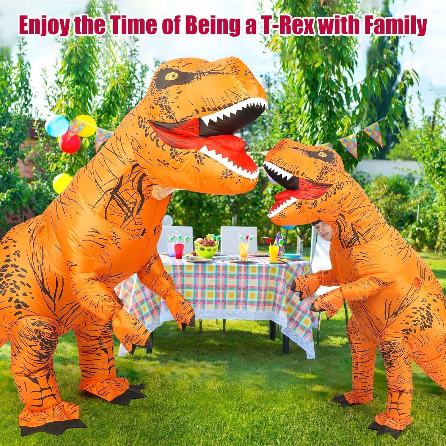 Inflatable Dinosaur Costume Adult&Kid, Blow up Trex Costume Inflatable Costume for Halloween Themed Party Cosplay