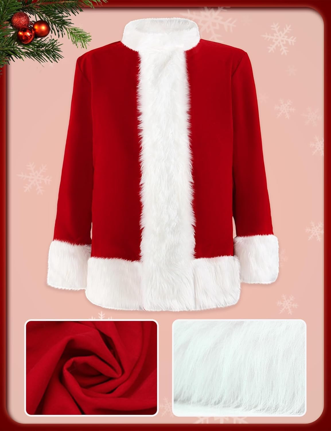 Christmas Costume for Men Santa Suit Adult 8PCS Deluxe Furry Green Giant Monster for Halloween Outfit Holiday Cosplay