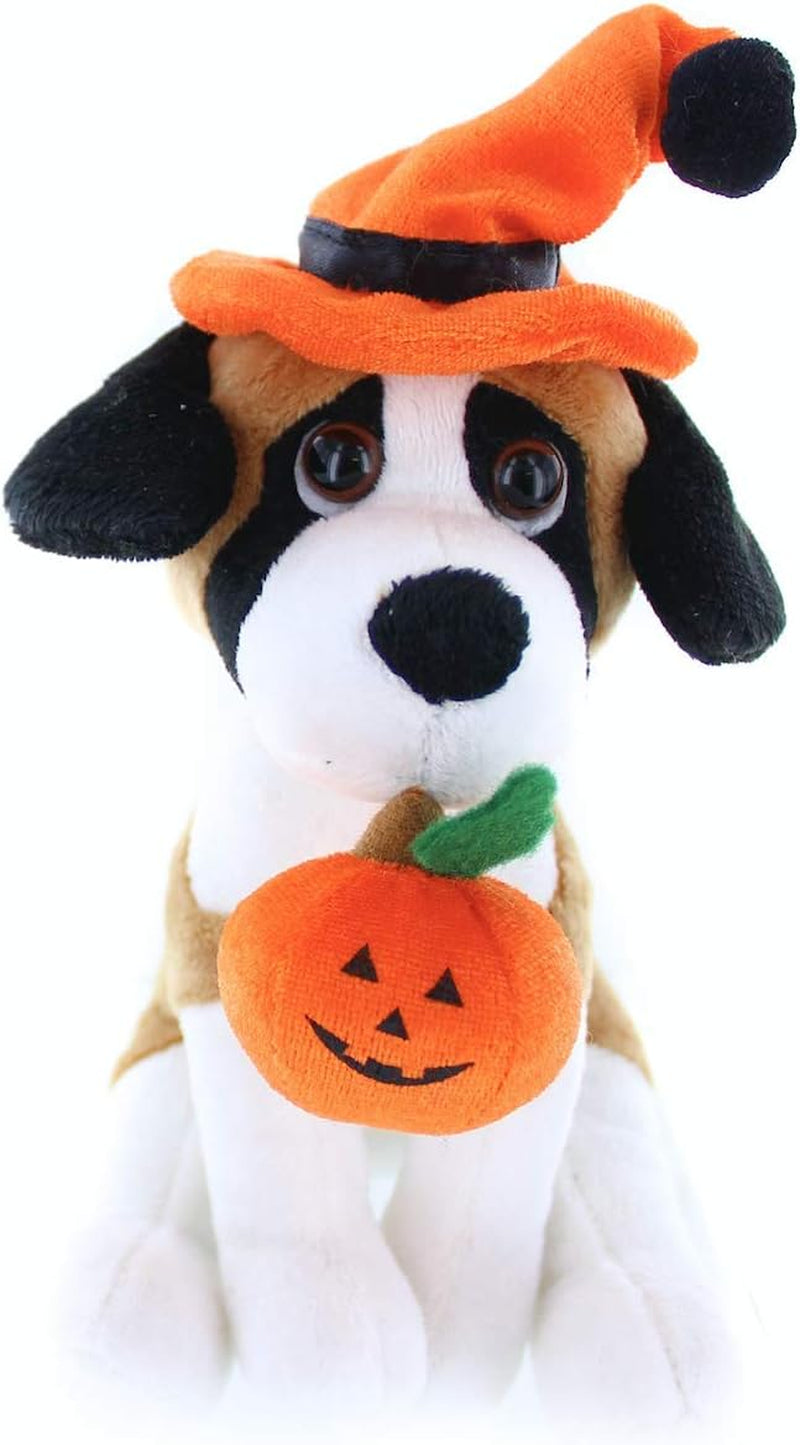 Halloween Pawpals 8 Inches Puppy Dog Plush Stuffed Toy Comes with Hat and Halloween Jack O Lantern - Pumpkin for Kids on This Holiday (Beagle)