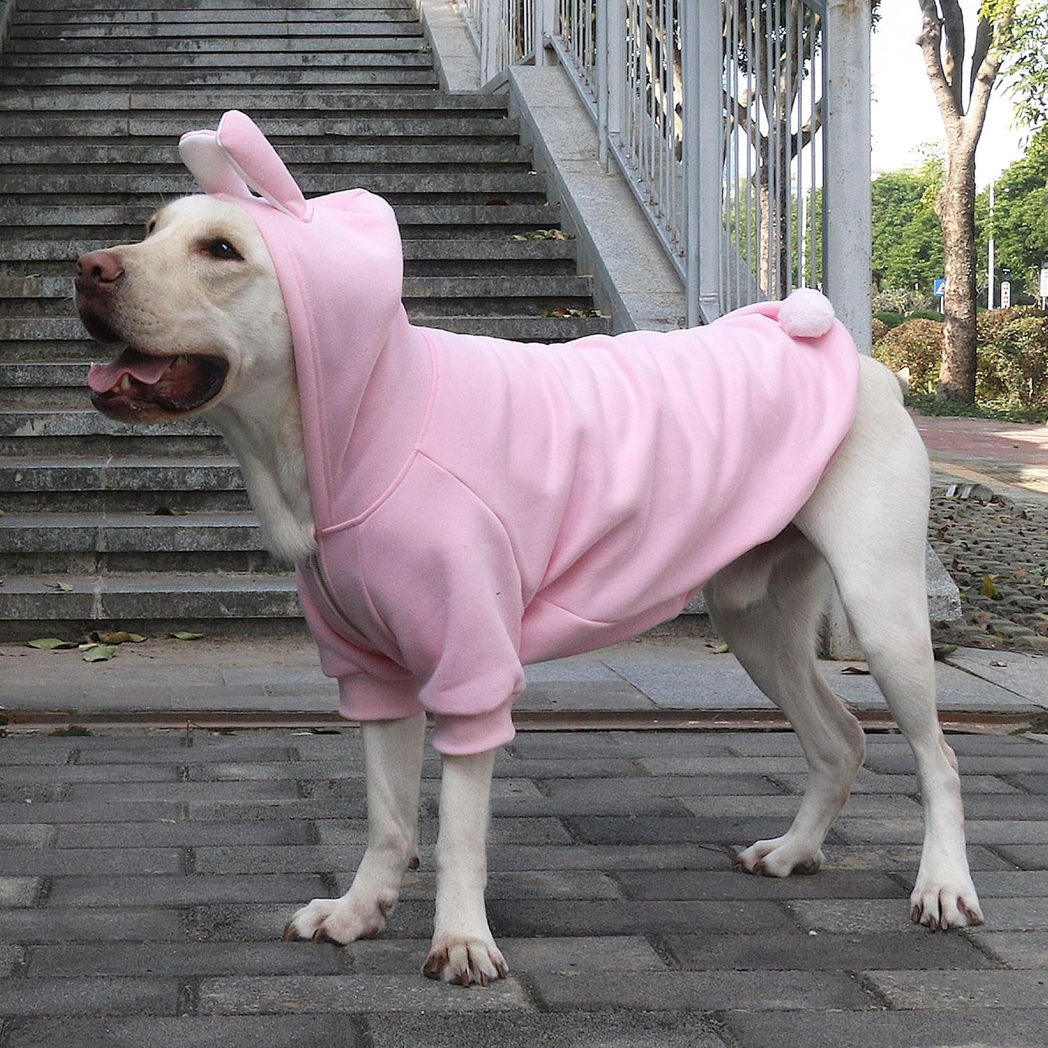 Extra Large Dog Christmas Bunny Costumes Rabbit Hoodies Clothes for Easter Day Halloween Labrador Rottweiler Great Dane, Pink, 6X-Large