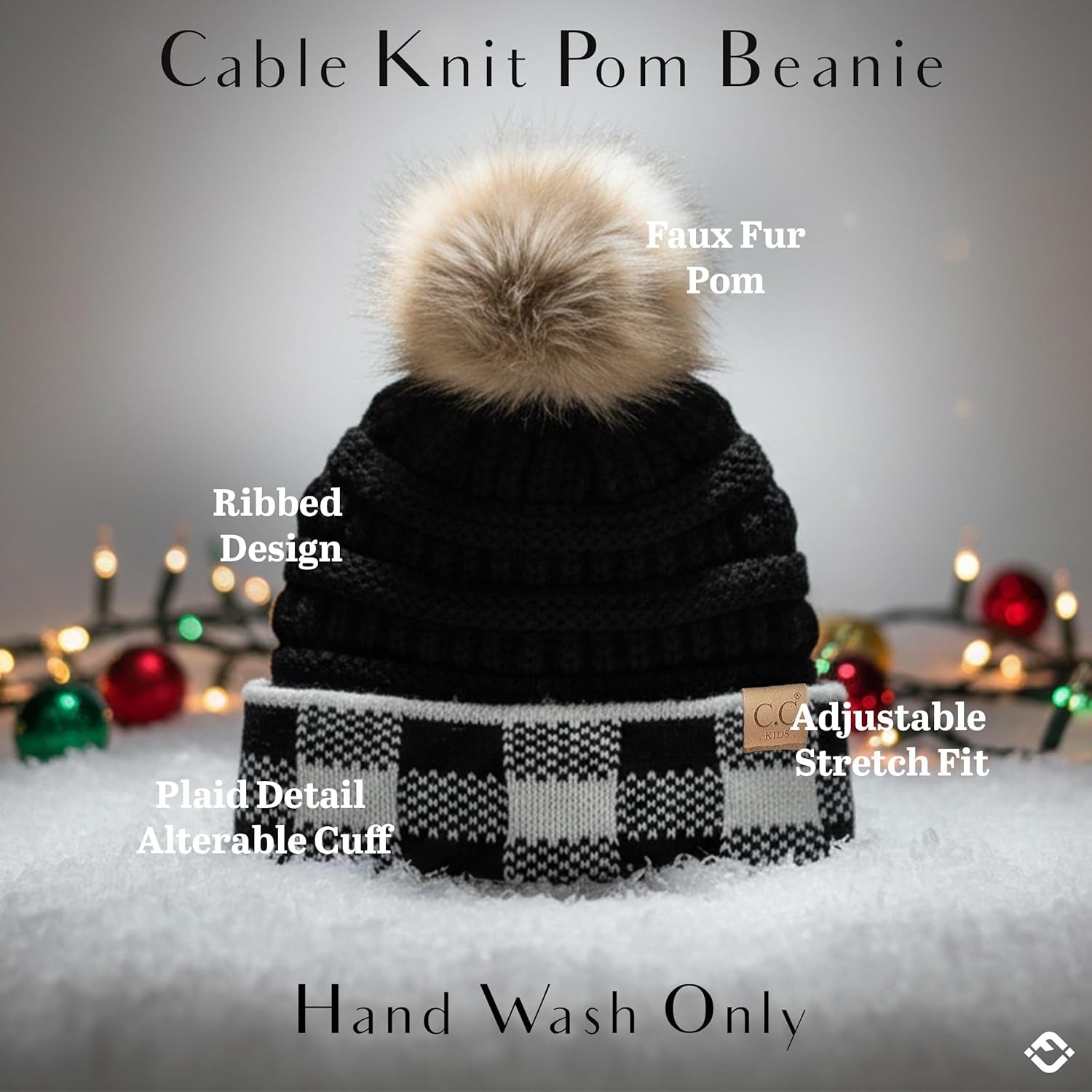 Cozy Toddler Cable Knit Pom Beanie - Warm Winter Hat for Kids