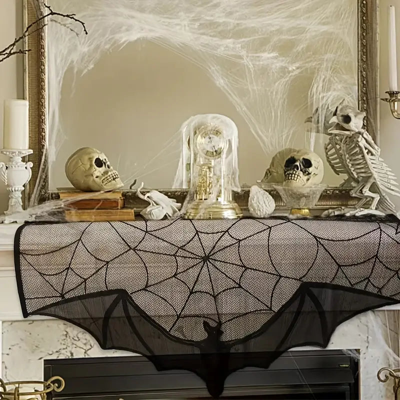 SpookyWeb™ Halloween Lace Curtain & Table Cover