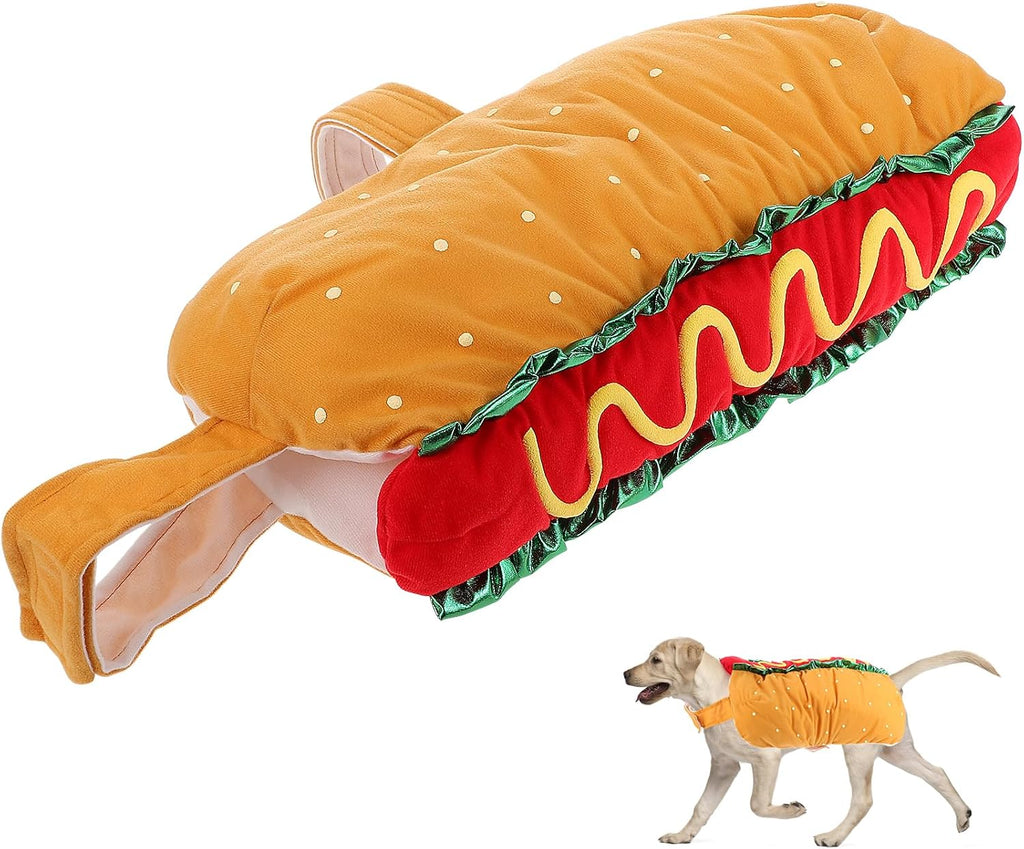 Hot Dog Design Pet Costume, Funny Warm Hoodie for Dogs and Cats, Halloween Christmas Apparel Cosplay for Puppies and Kitten - Size XXS