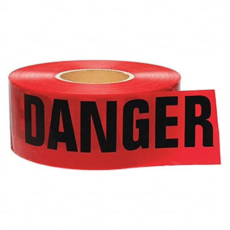 Premium Red Danger Tape 1-Pack 3 Inch X 1000 Feet, Hazard Safety Tape, Construction Tape for Danger/Hazardous Area, Ideal Use for Halloween Decorations, Holiday, Party, Yard, Garden, Work-Site