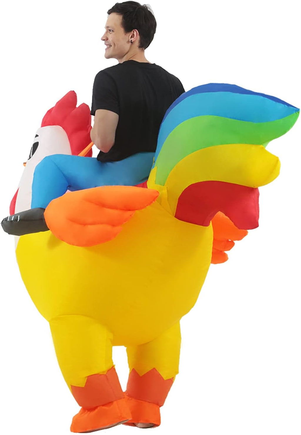 Inflatable Adult Halloween Costumes Blow up Chicken Ride on Rooster Costume for Halloween Funny Riding Costume Men Women Cosplay Party