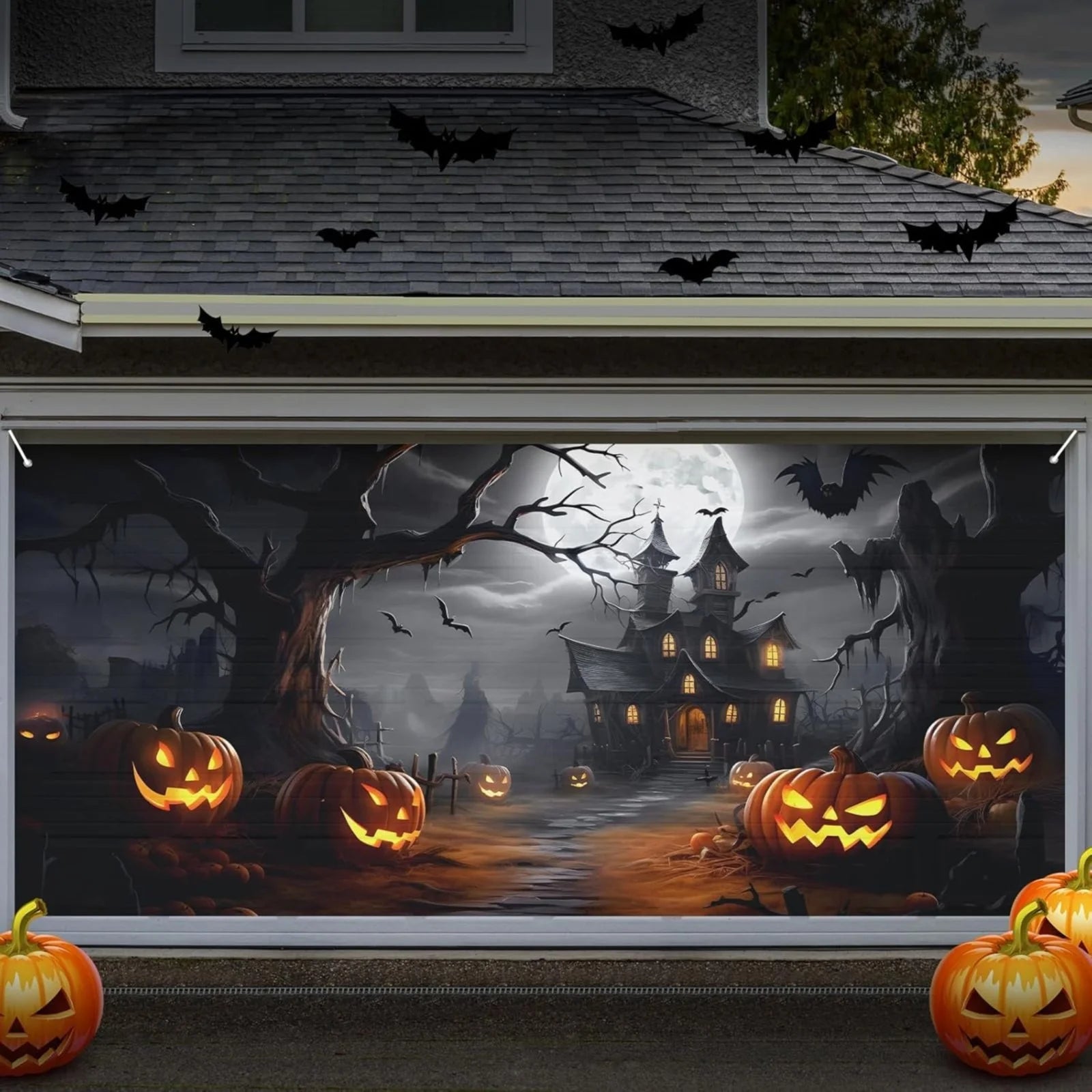 Garage Friends Halloween 2024 New Halloween Garage Door Cover Garage Door Halloween for Halloween Party Indoor Outdoor DIY Home Window Door Halloween Decorations