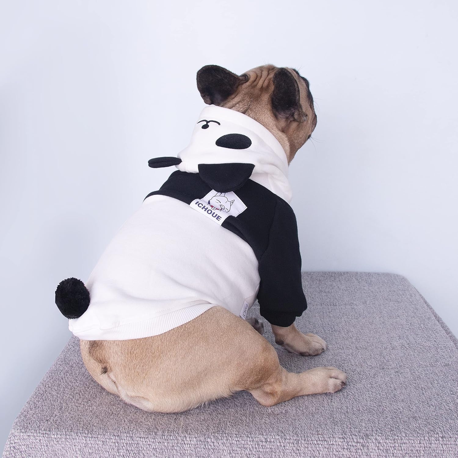 Panda Dog Halloween Costumes Clothes Sweater Cute Funny for English Bulldog Cold Weather Winter Coats Hoodies - Black/Xlarge