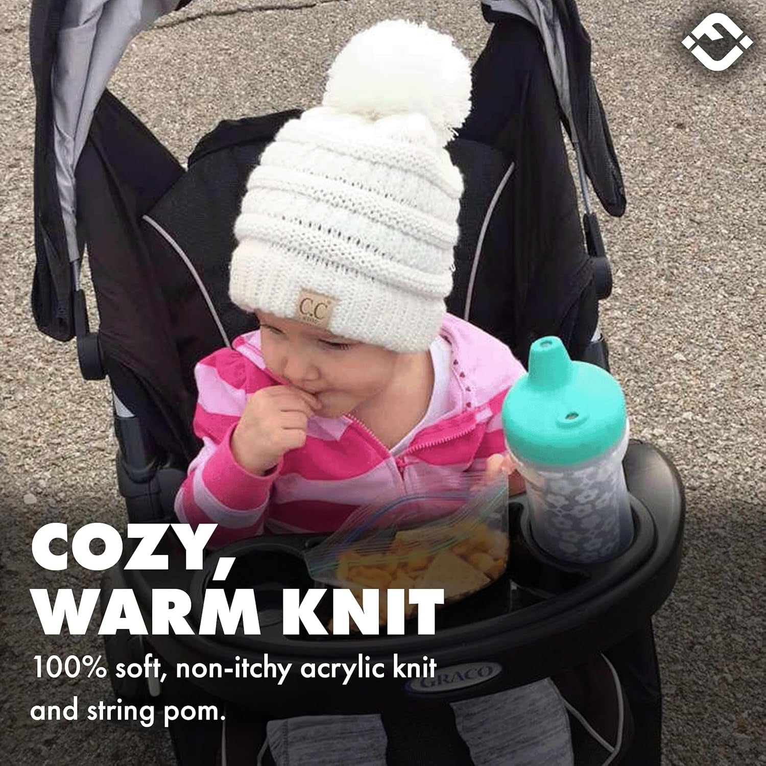 Cozy Toddler Cable Knit Pom Beanie - Warm Winter Hat for Kids