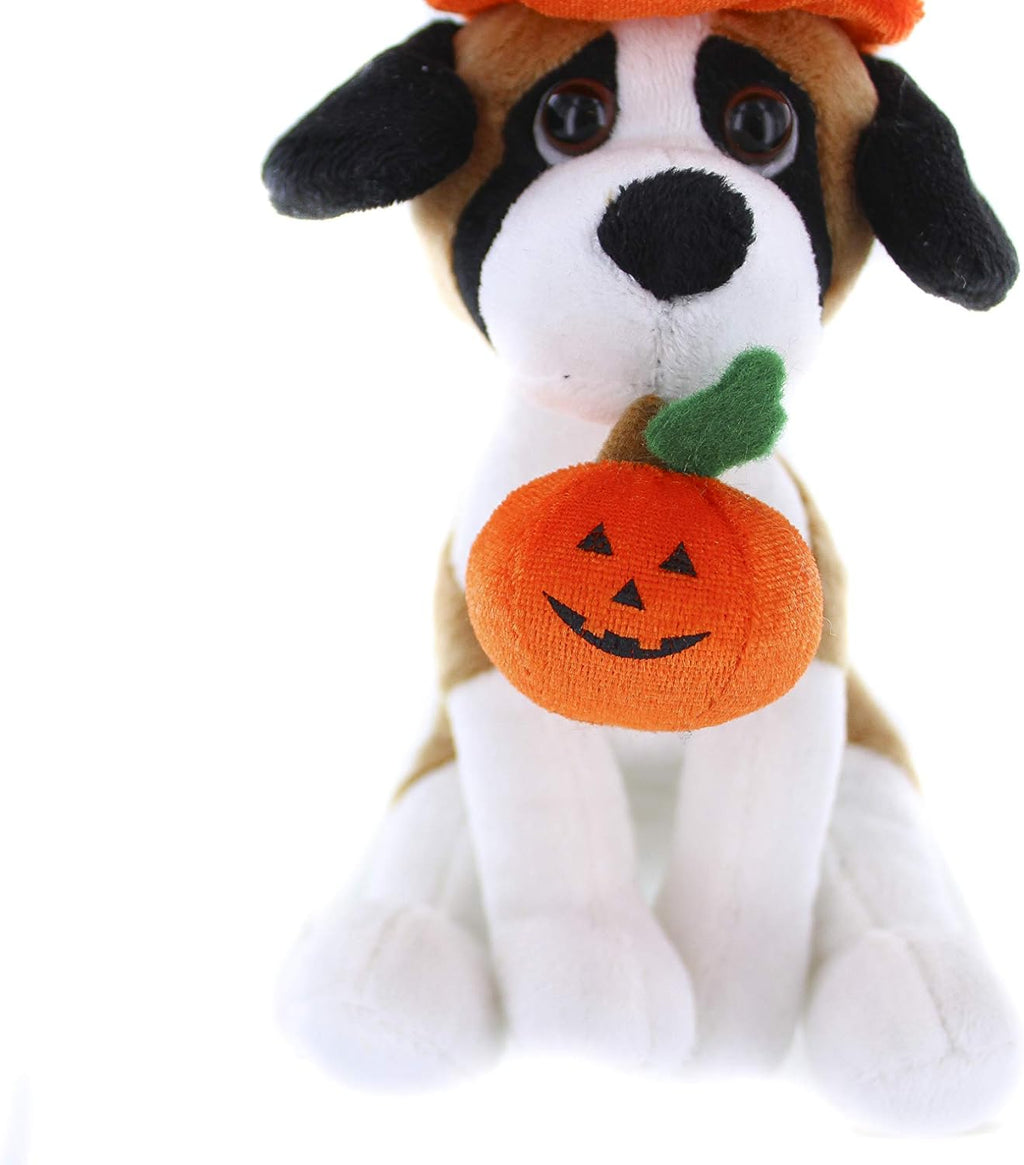 Halloween Pawpals 8 Inches Puppy Dog Plush Stuffed Toy Comes with Hat and Halloween Jack O Lantern - Pumpkin for Kids on This Holiday (Beagle)