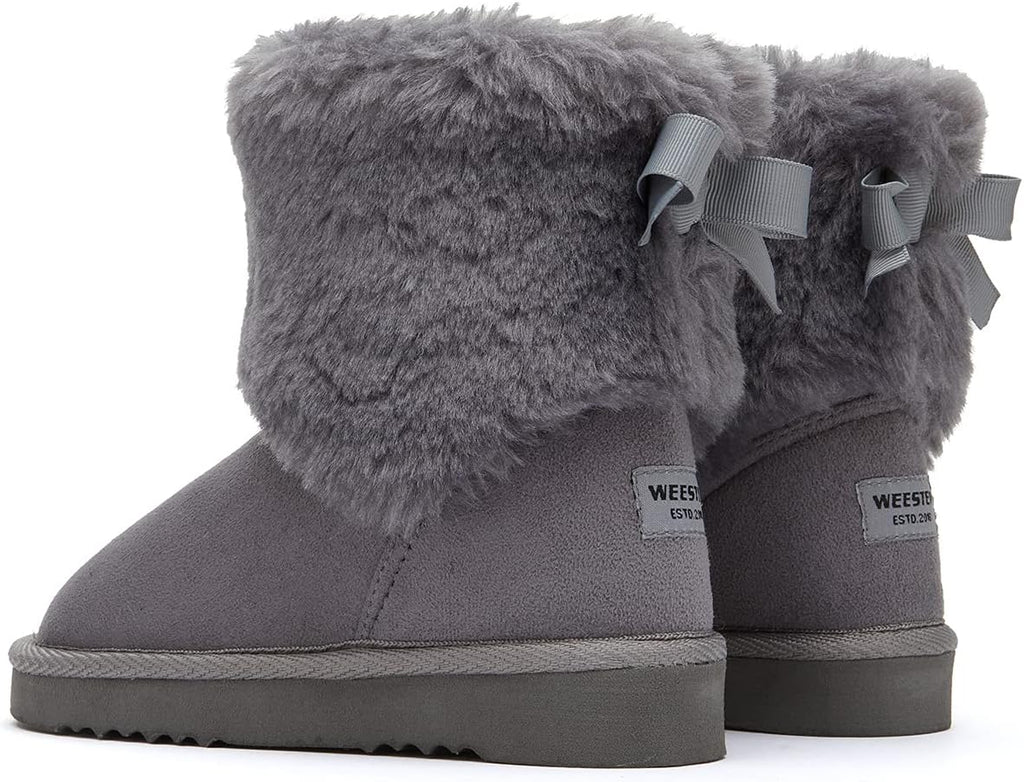 Girls Toddler Little Kid Warm Fur Winter Ankle Flat Snow Boot(8 Toddler, Fur Grey)