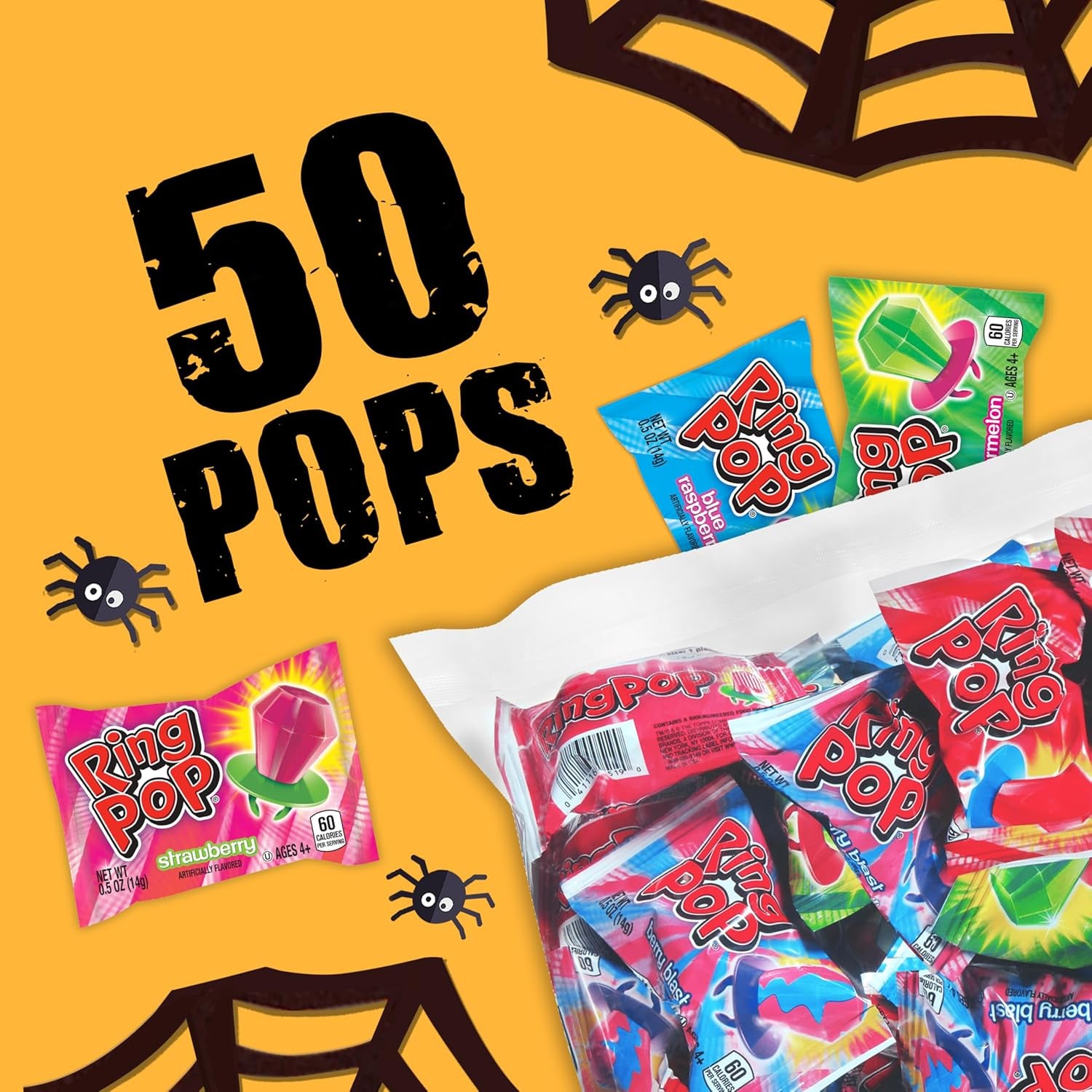 Halloween Candy Lollipops - 50 Ct Bulk Candy Variety Pack in Assorted Fruity Flavors - Full Size, Individually Wrapped Hard Candy for Trick or Treat, Halloween Bowls, Gifts, Party Favors