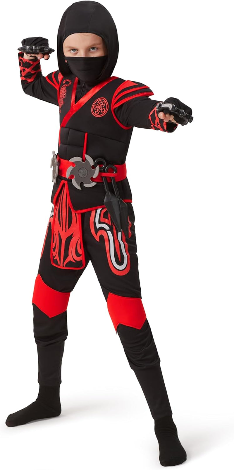Red Ninja Costume for Kids, Boys Halloween Dress up Party, Ninja Role Playing