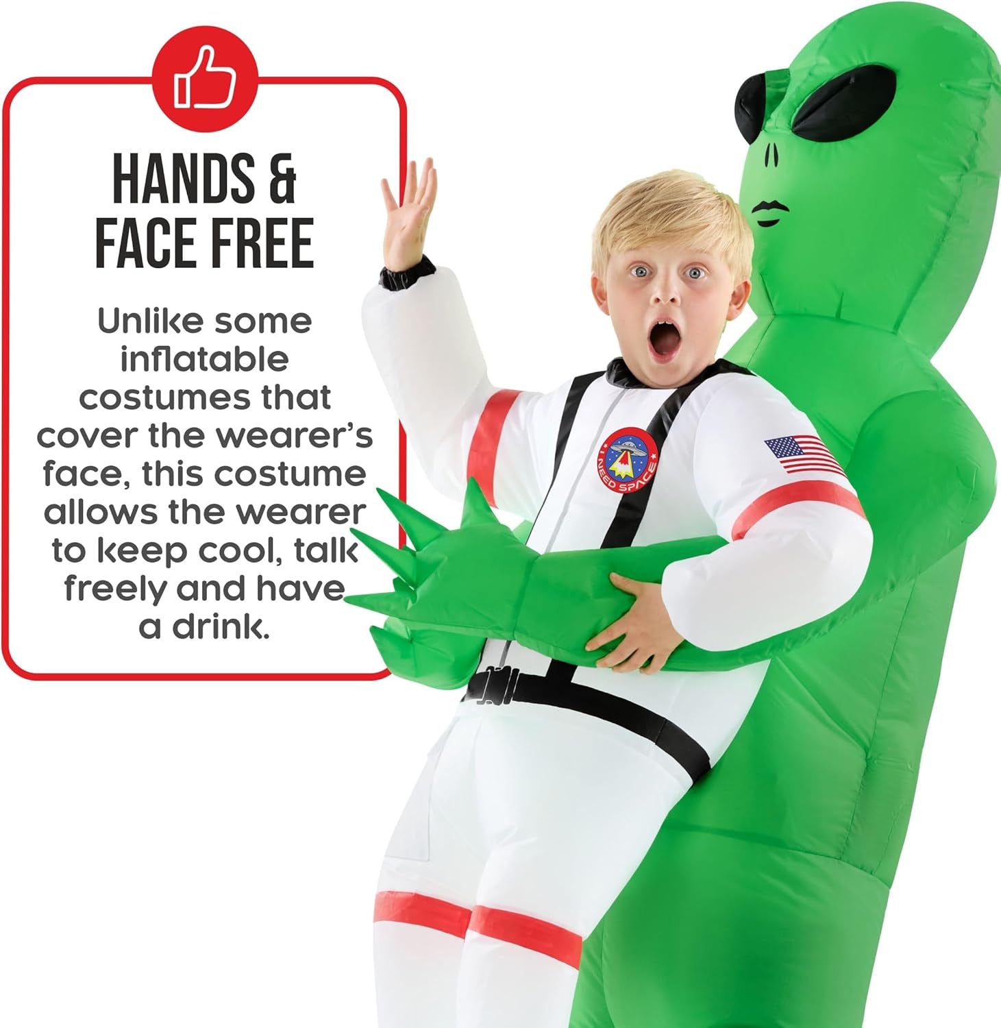 Kids Astronaut Inflatable Alien Costume, Blow up Alien Outfit, Boys Halloween Costume, Halloween Costumes for Kids