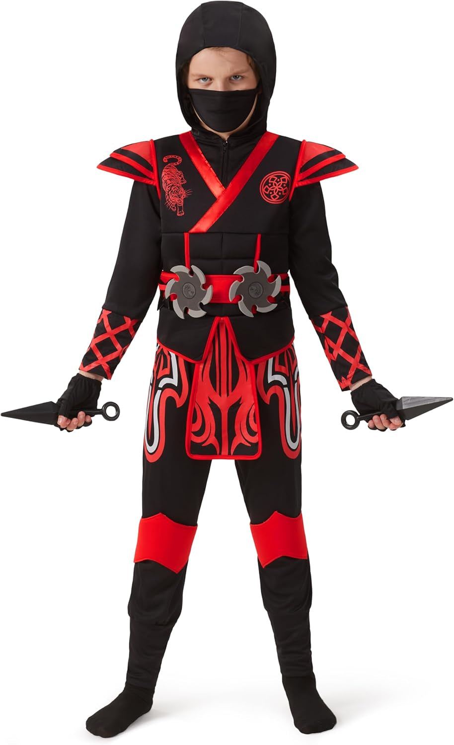 Red Ninja Costume for Kids, Boys Halloween Dress up Party, Ninja Role Playing