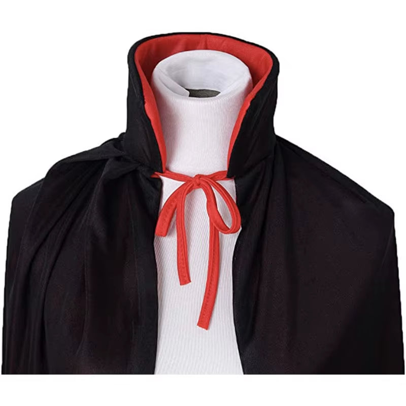 Anime Vampire Cloak Kids Stand-Up Collar Cape Black Red Vampire Capes Cosplay Halloween Carnival Party for Boys Girl Clothes