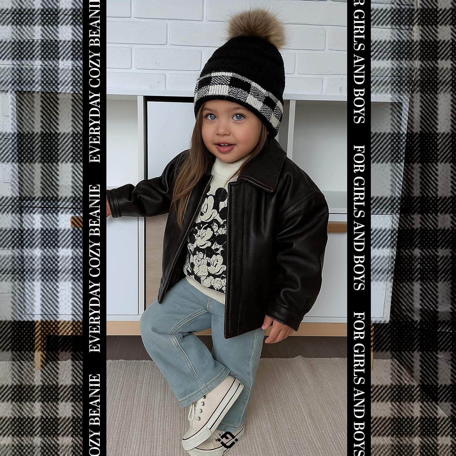 Cozy Toddler Cable Knit Pom Beanie - Warm Winter Hat for Kids