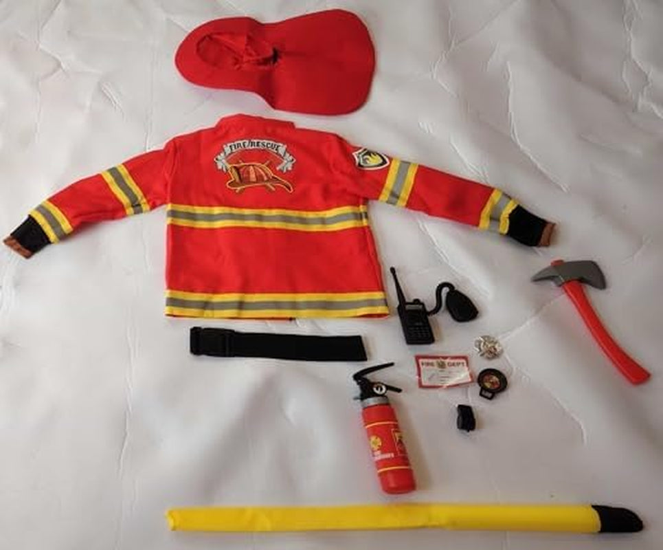 Halloween Firefighter Costume for Kids, Boys Fireman Costume Set, Firefighter Accessories for Cosplay