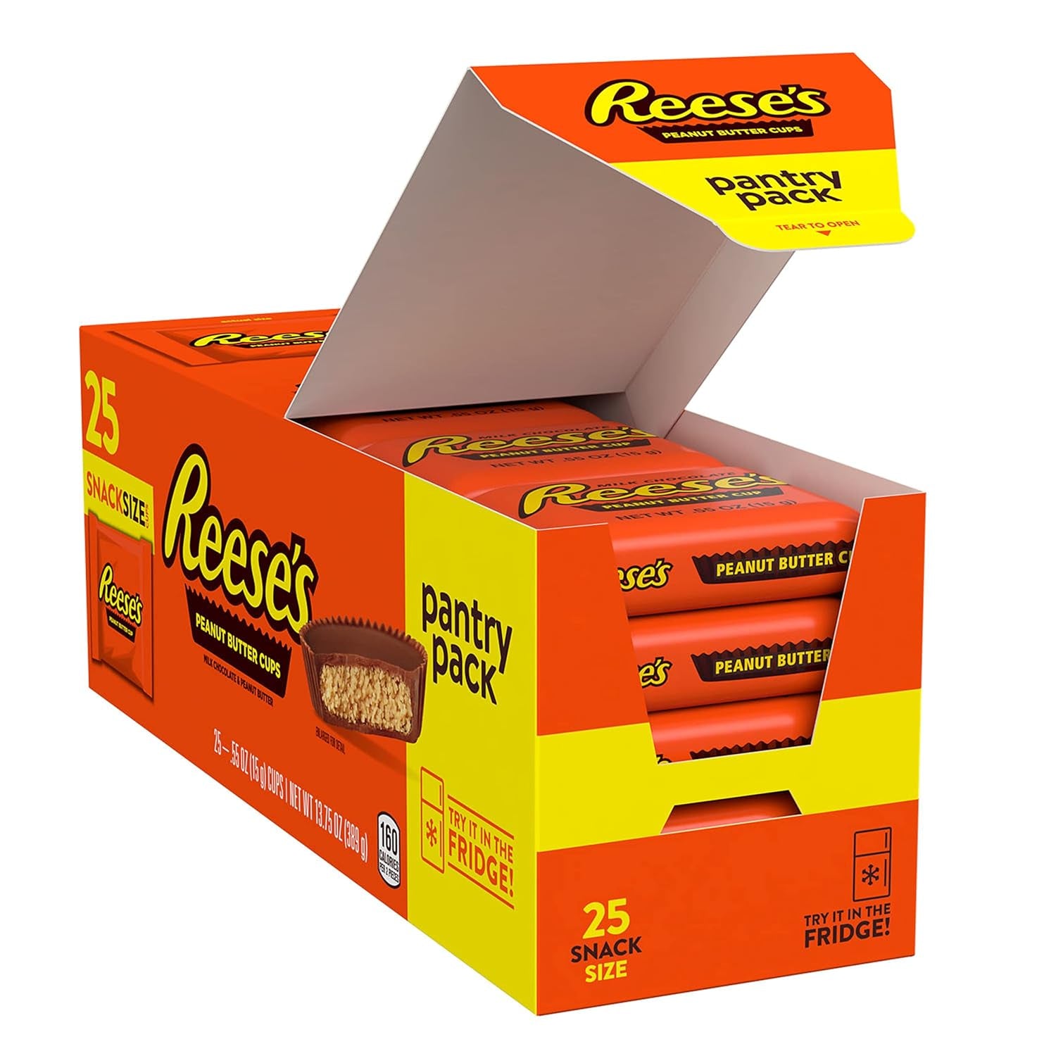 Milk Chocolate Snack Size Peanut Butter Cups, Candy Pantry Pack, Halloween Candy, 13.75 Oz (25 Pieces)