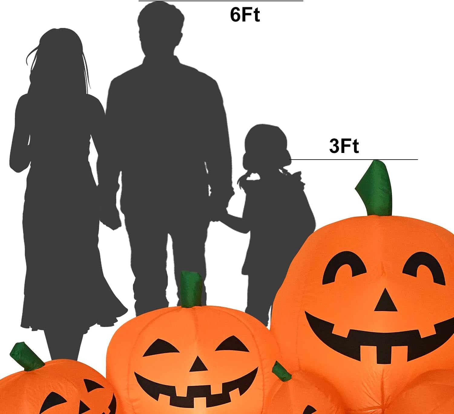 Halloween Inflatables 8FT Long Inflatable Pumpkins with Built-In Leds - Outdoor Yard Decorations for Harvest and Halloween Party, Garden, Lawn - Fun Halloween Decors Harvest Giant Pumpkins