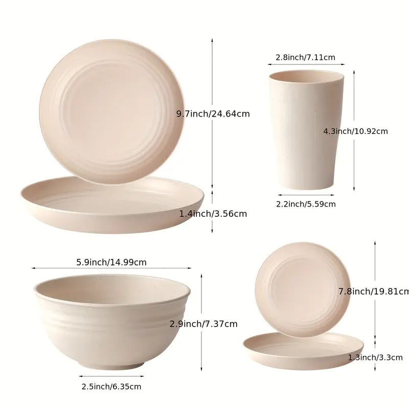 •	EcoServe™ Wheat Straw Dinnerware Set