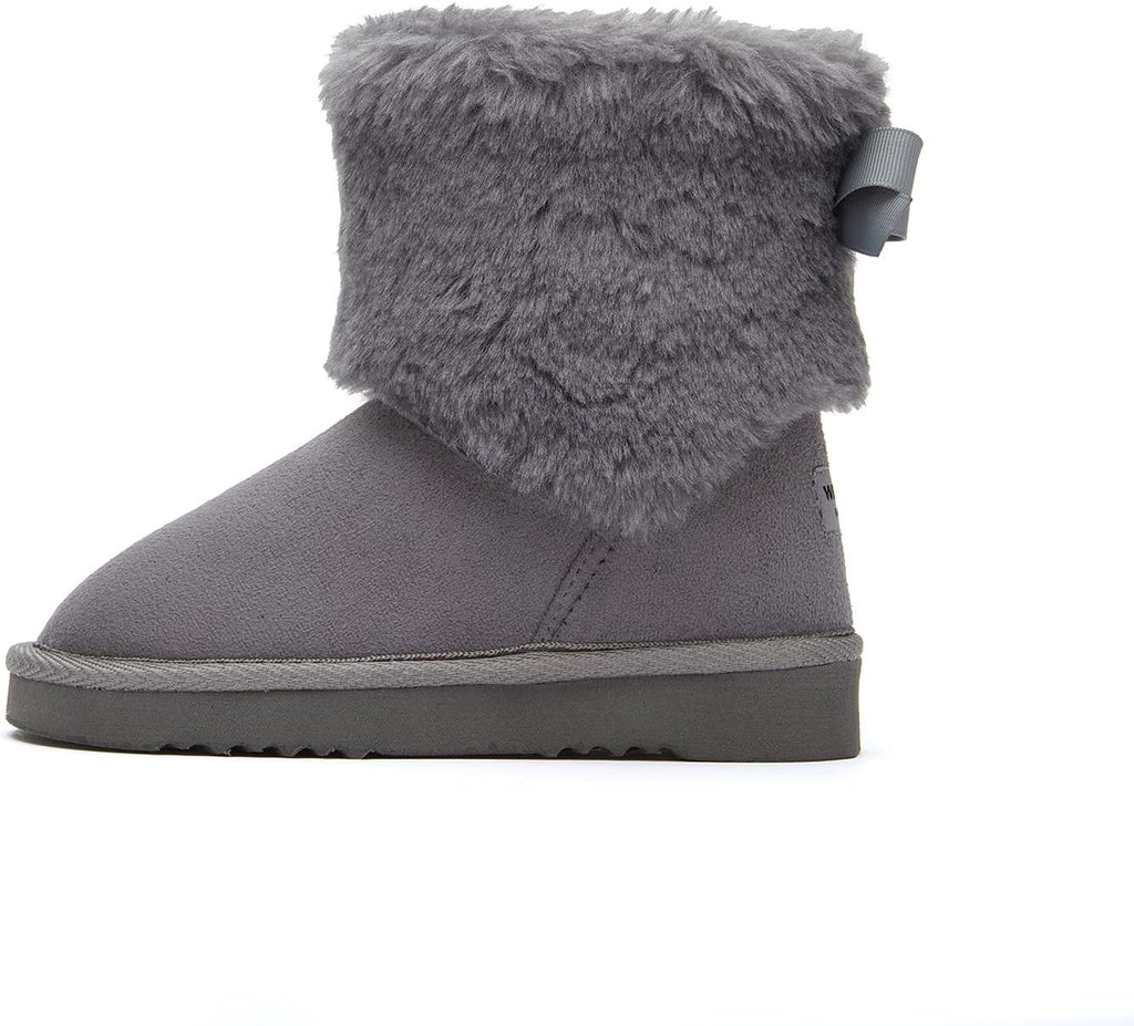 Girls Toddler Little Kid Warm Fur Winter Ankle Flat Snow Boot(8 Toddler, Fur Grey)