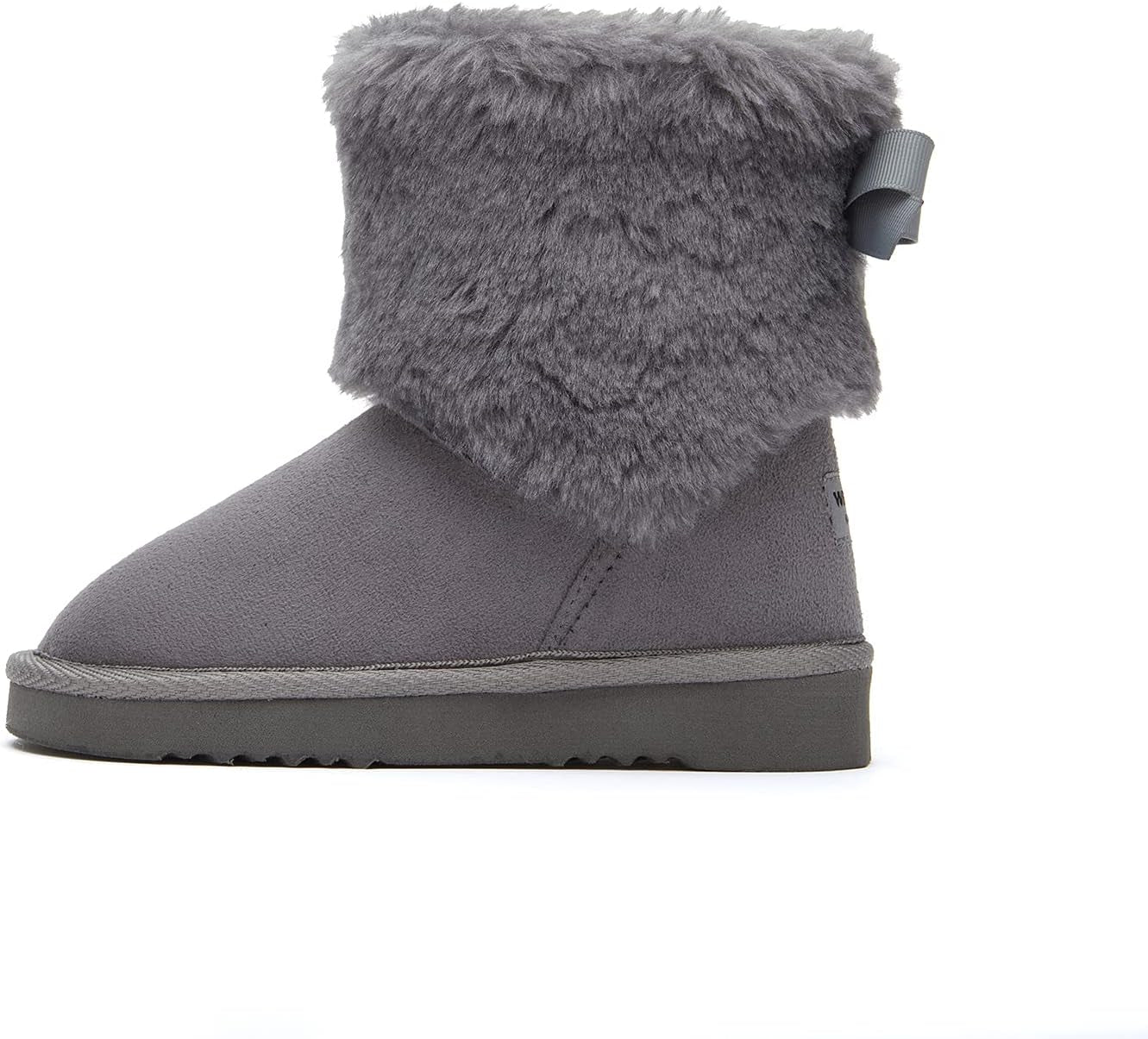 Girls Toddler Little Kid Warm Fur Winter Ankle Flat Snow Boot(8 Toddler, Fur Grey)