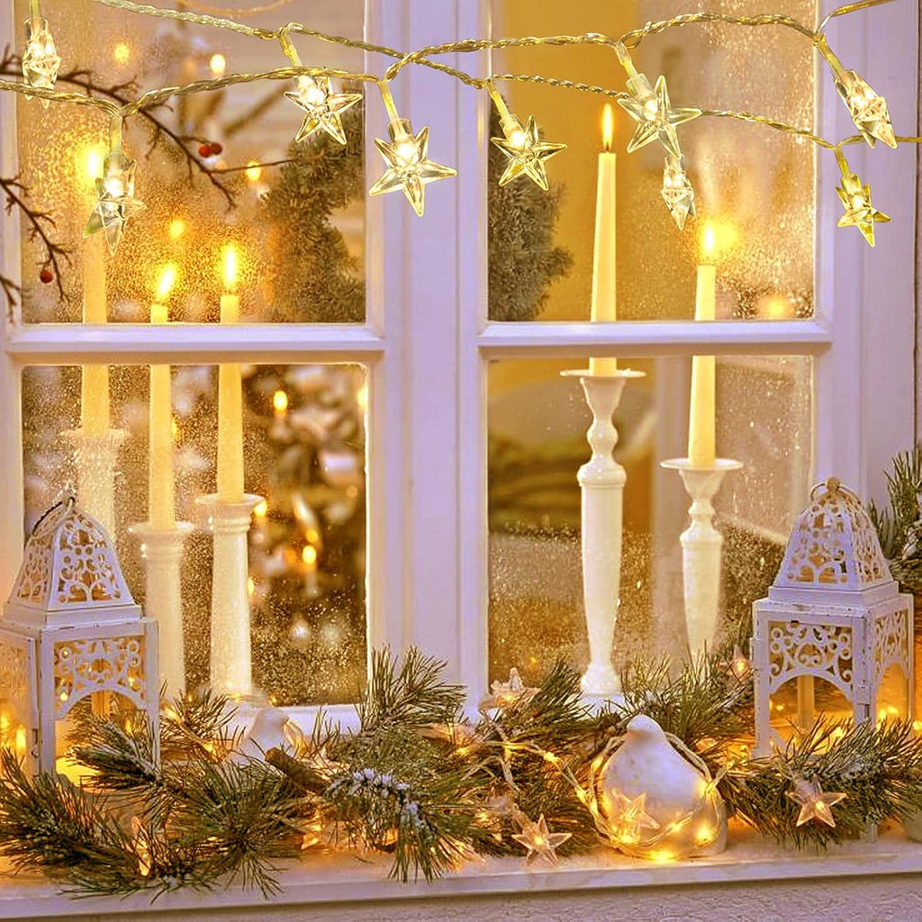 Warm White Christmas Lights, 33Ft 100 LED Star String Lights