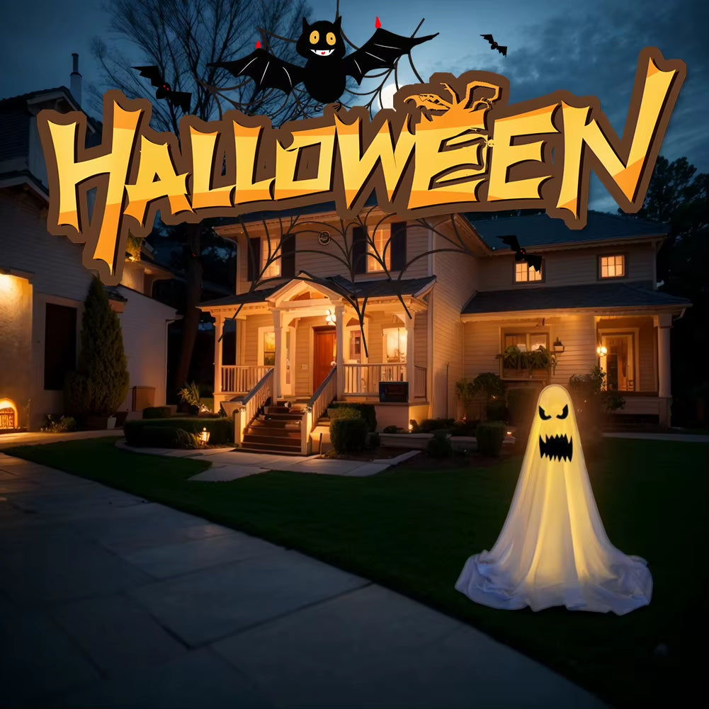 33.5Inch Halloween Ghost Light Halloween Light up Spooky Ghost Scary White Ghost Standing Decoration Halloween Party Decoration