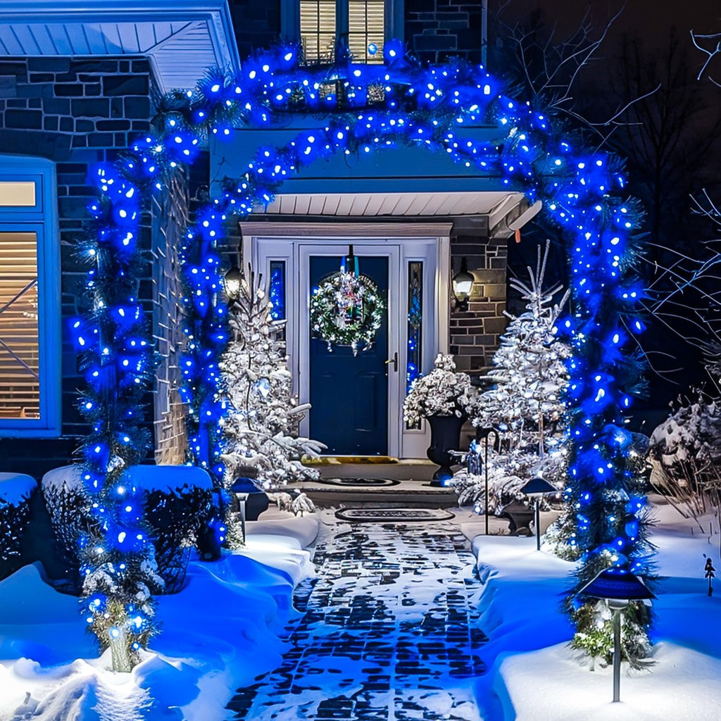 2 Pack Blue Solar Christmas Lights, Total 400 LED 151FT Solar String Lights Outdoor Waterproof, 8 Modes Blue Christmas String Light for outside Garden Party Patio Tree Decorations