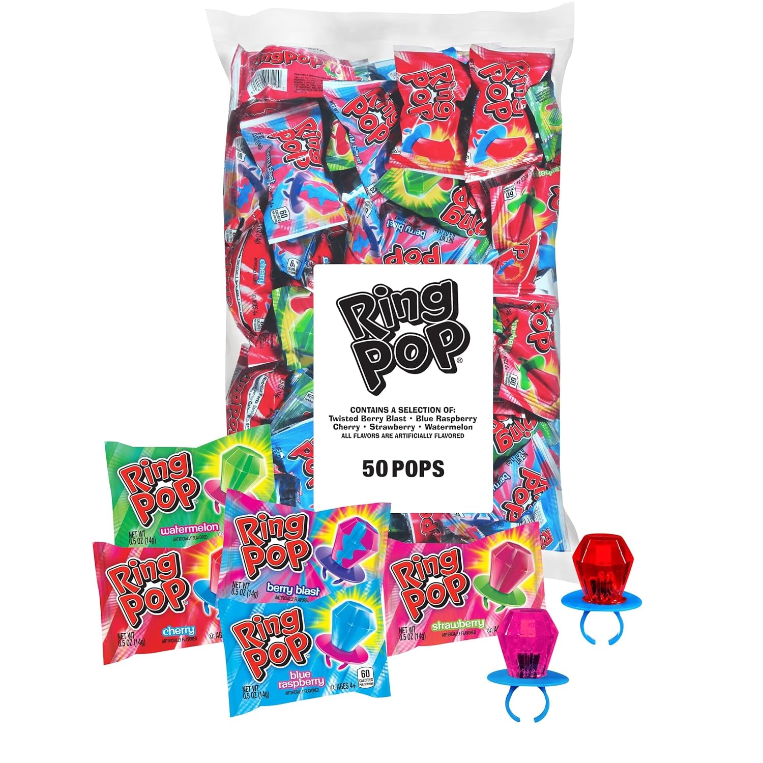 Halloween Candy Lollipops - 50 Ct Bulk Candy Variety Pack in Assorted Fruity Flavors - Full Size, Individually Wrapped Hard Candy for Trick or Treat, Halloween Bowls, Gifts, Party Favors