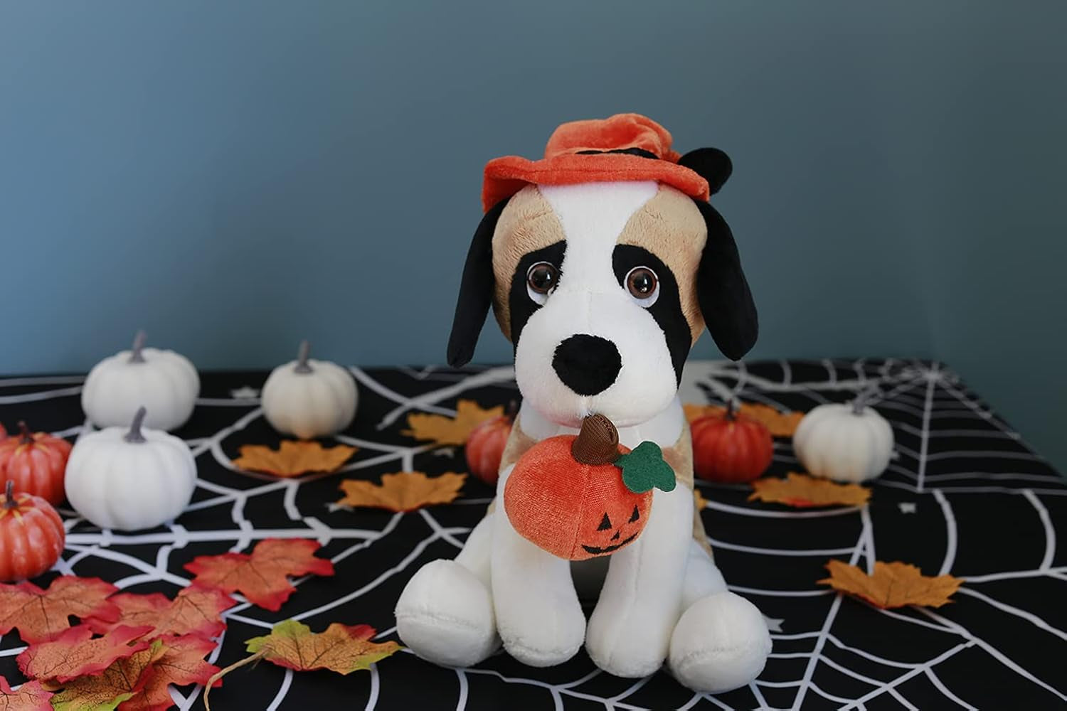 Halloween Pawpals 8 Inches Puppy Dog Plush Stuffed Toy Comes with Hat and Halloween Jack O Lantern - Pumpkin for Kids on This Holiday (Beagle)